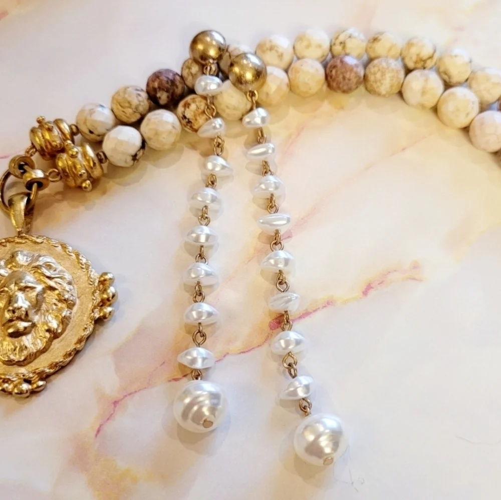 NWT Cultured Freshwater Pearl Strand Long Drop Gold Earrings